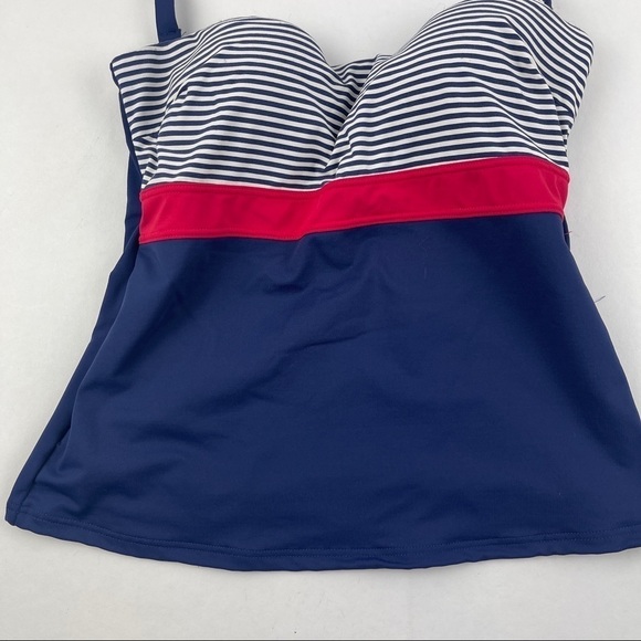Niptuck Swim Top Womens 10 Blue Red Striped - Picture 4 of 8